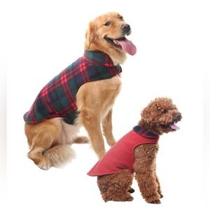 NWT SCENEREAL Dog Winter Clothes Reversible Jacket plaid or solid Size XS